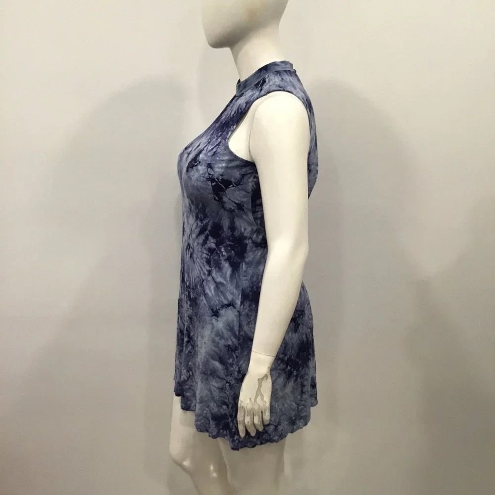 Justice‎ Girls Dress Tie Dye Size 20 Plus Blue Sleeveless Stretch Boho Mock Neck